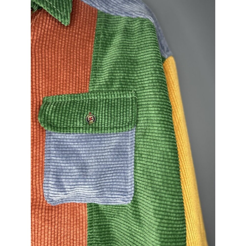 BDG UO Charley Corduroy Colorblock Cropped Top Size XS Boxy Button Oversized - Picture 13 of 14